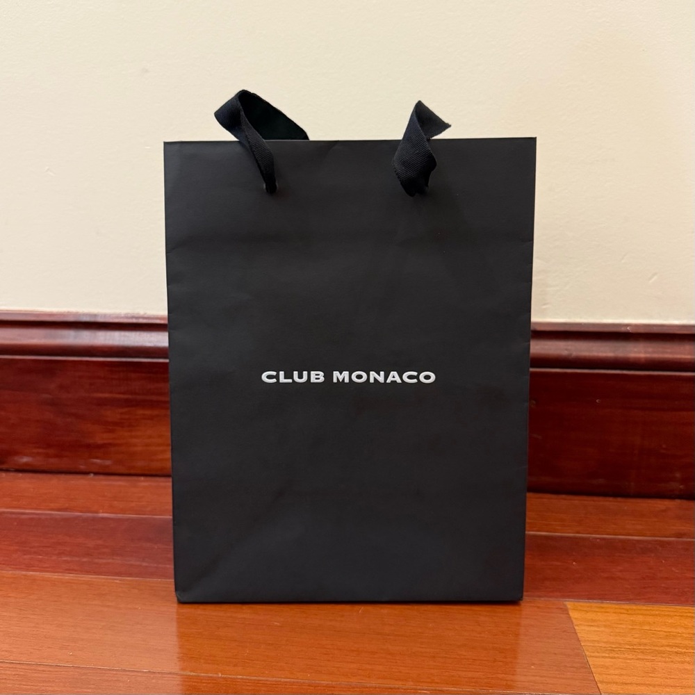 NEW Club Monaco Bag - Designer Shopping Bag - Black Paper Bag
